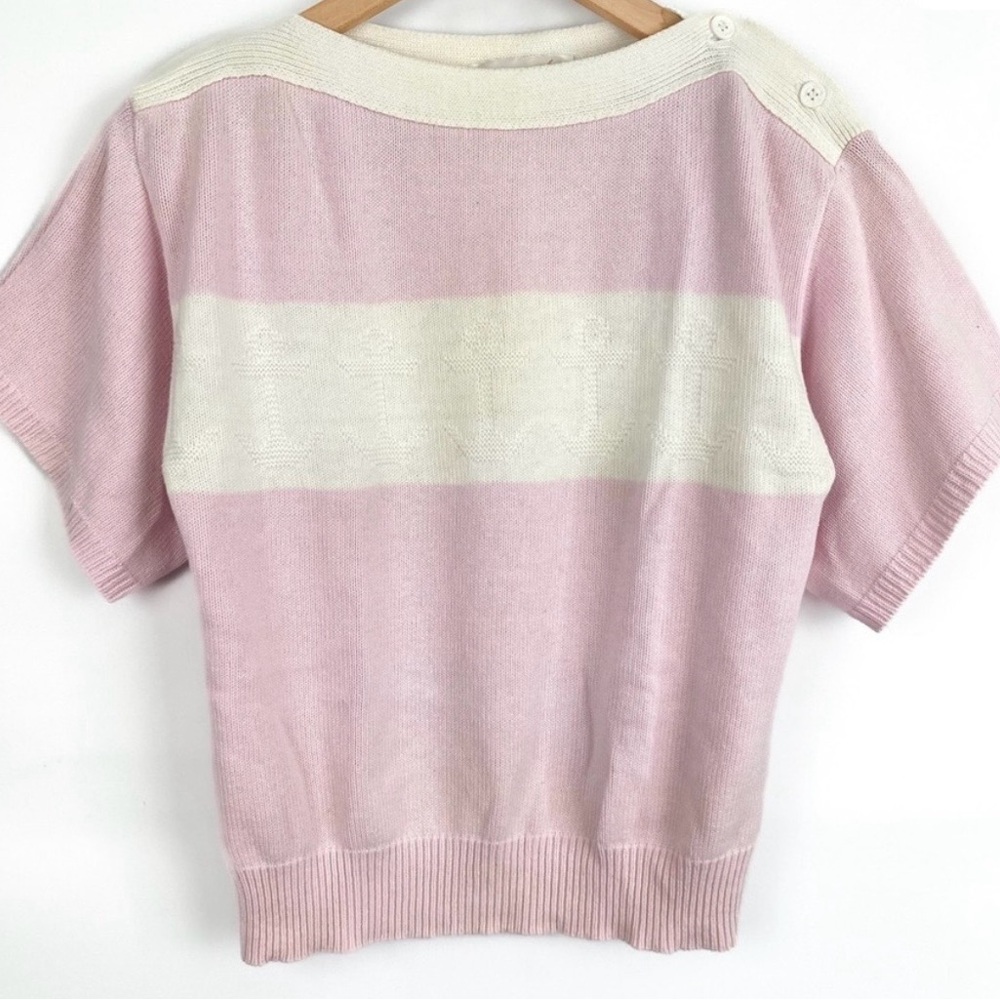 Vintage Jantzen Anchor Nautical Preppy Old Money Sweater Top, Pink - Size M